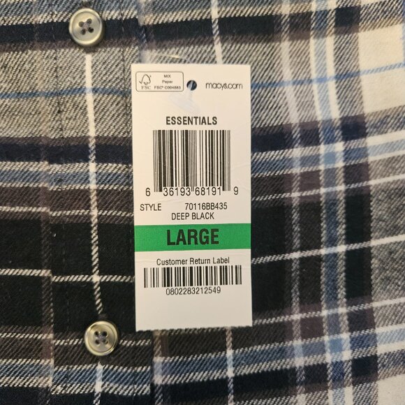 John Ashford Button Down Large Plaid Flannel Shirt NWT - Picture 2 of 3